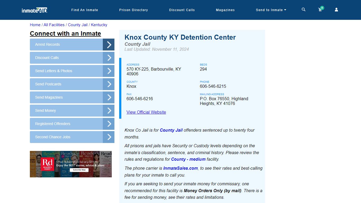 Knox County KY Detention Center - Inmate Locator